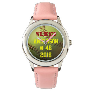 Yellow Softball with Team and Year Watch
