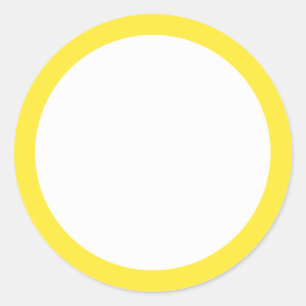 Yellow solid colour border blank classic round sticker