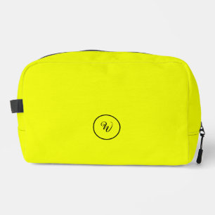 Yellow solid colour neon monogram modern trendy dopp kit