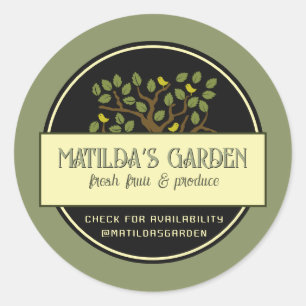 Yellow Songbirds in Tree Green Product Label