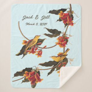 Yellow songbirds on Crossvine Sherpa Blanket
