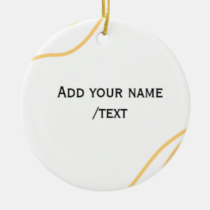 Yellow Spanish border name message text lines Ceramic Tree Decoration