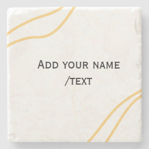 Yellow Spanish border name message text lines  Stone Coaster