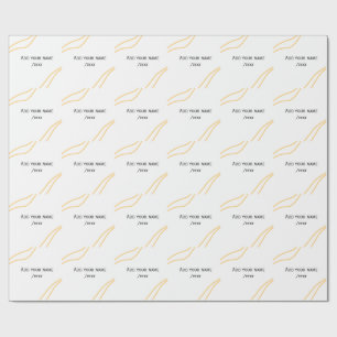 Yellow Spanish border name message text lines Wrapping Paper