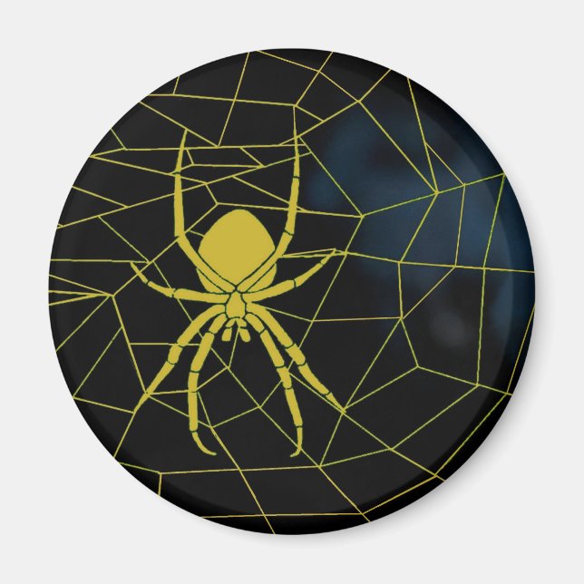 Yellow spider in web, webbing magnet (Front)