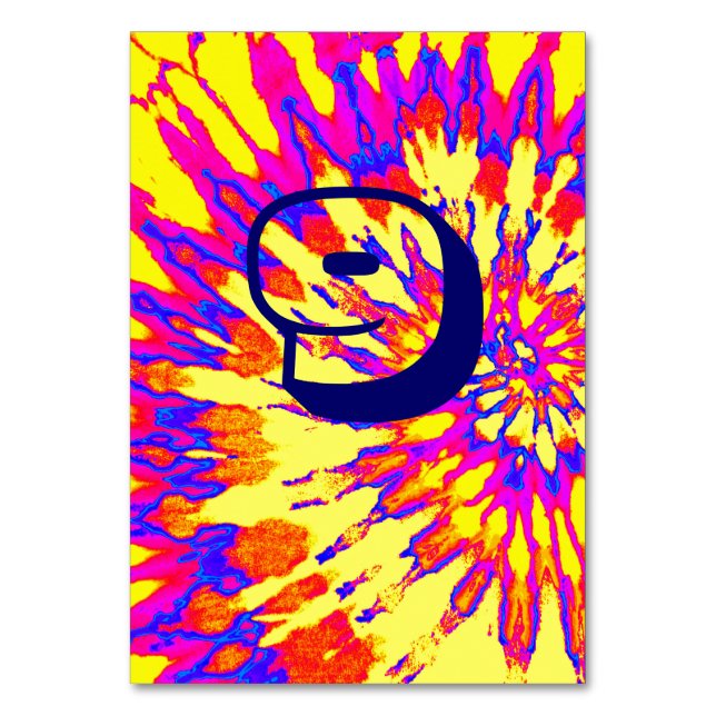 Yellow Spiral Tie Dye Wedding Table Nine Number (Front)