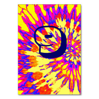 Yellow Spiral Tie Dye Wedding Table Nine Table Number
