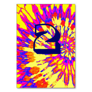 Yellow Spiral Tie Dye Wedding Table Two Number