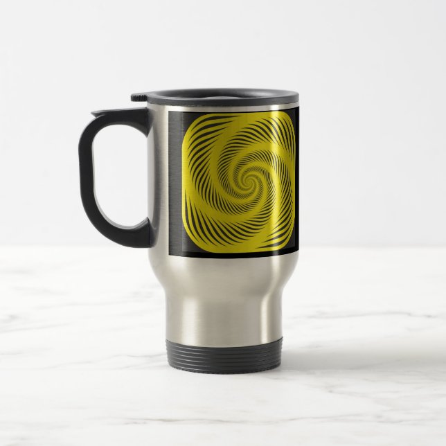 Yellow spiral travel mug (Left)