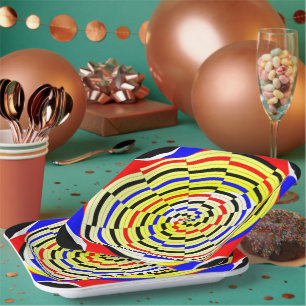 Yellow Spirals by Kenneth Yoncich Paper Plate