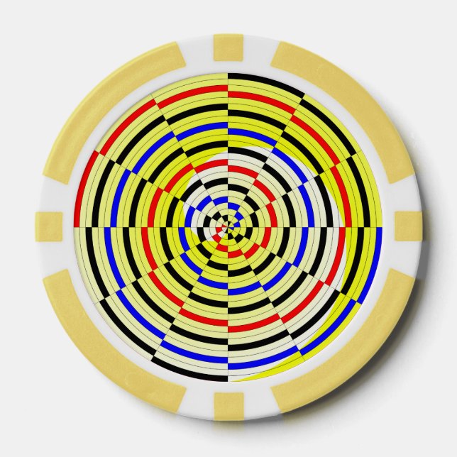 Yellow Spirals by Kenneth Yoncich Poker Chips (Front)