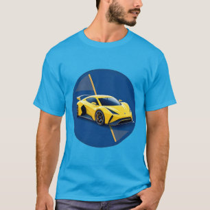 Yellow Sports Car on Blue Background T-Shirt