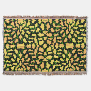 Yellow Spot Pattern.YO01.Black BG Throw Blanket