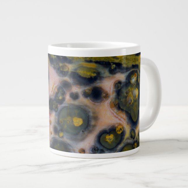 Yellow spotted Ocean Jasper Large Coffee Mug (Front Right)
