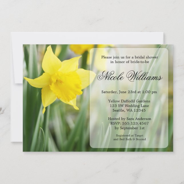 Yellow Spring Daffodil Bridal Shower Invitation (Front)