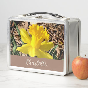 Yellow Spring Daffodil in the Garden Custom Name Metal Lunch Box