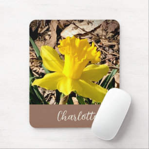Yellow Spring Daffodil in the Garden Custom Name Mouse Pad