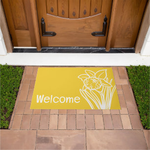 Yellow Spring Daffodil in the Garden welcome  Doormat