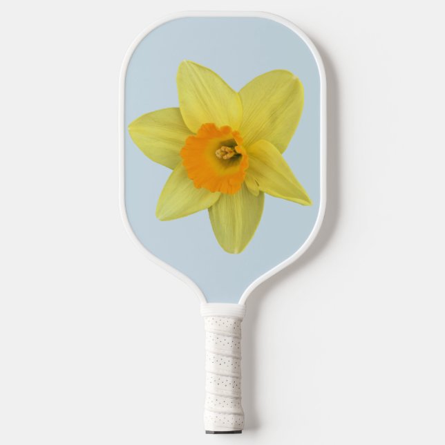 Yellow Spring Daffodil on Pale Blue Pickleball Paddle (Front)