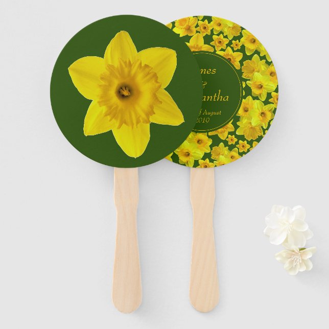 Yellow Spring Daffodil - Wedding Hand Fan (Front and Back)