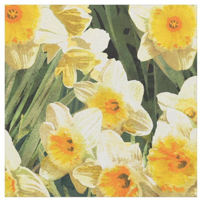 Yellow Spring Daffodils Fabric (Close Up)