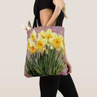 Yellow Spring Daffodils Rustic Lavender