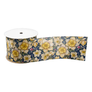 Yellow Spring Daffodils Satin Ribbon