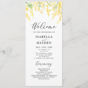 Yellow Spring Elegant Floral Wedding Flat Program Programme