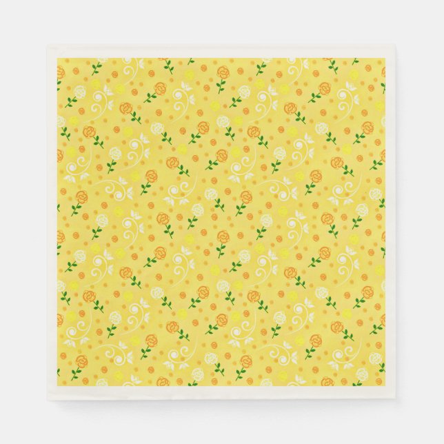 Yellow spring floral napkin (Front)
