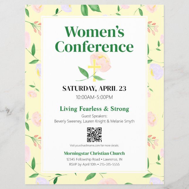 Yellow Spring Floral Women's Conference Flyer (Front)