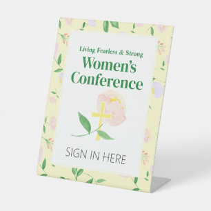 Yellow Spring Floral Women's Conference Pedestal Sign