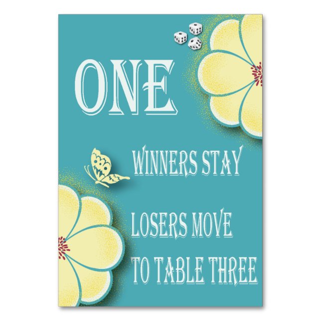 Yellow Spring Flower Bunco Table Card #1 (Front)