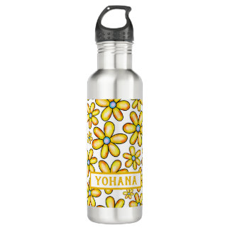 Yellow Spring Flower pattern custom Summer 710 Ml Water Bottle
