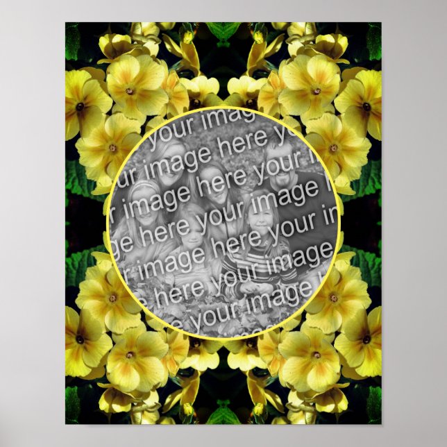 Yellow Spring Flowers Frame Add Your Own Photo Poster (Front)