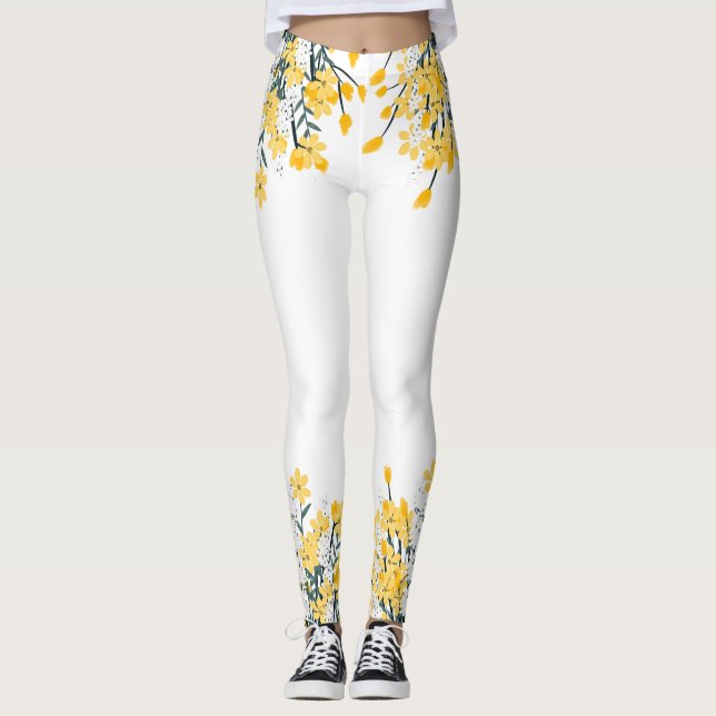 Yellow Spring Flowers  Leggings (Front)