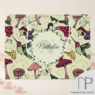 Yellow Spring Garden Hummingbird Large Gift Bag