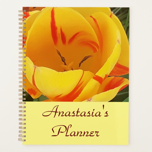 Yellow Spring Tulip Personalized Planner (Front)