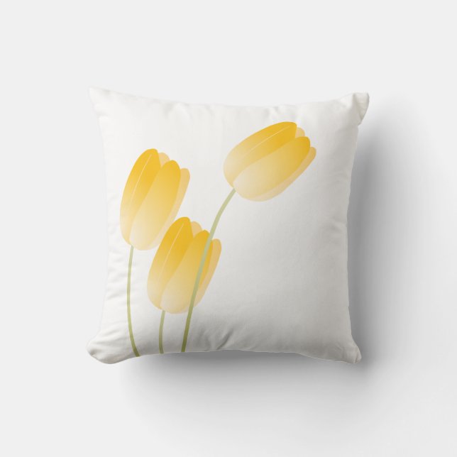 Yellow Spring Tulips Floral Cushion (Front)