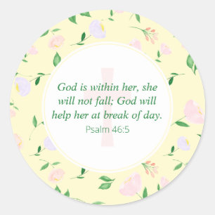 Yellow Spring Watercolor Floral Christian Classic Round Sticker