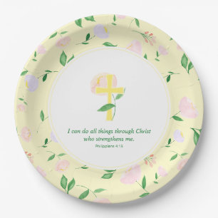Yellow Spring Watercolor Floral  Paper Plate