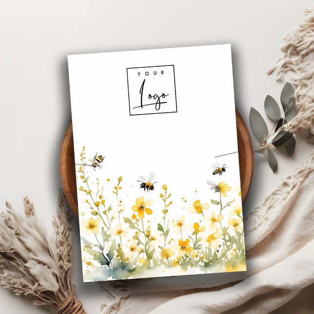Yellow Spring Wildflower Bee Necklace Logo Display Business Card (Creator Uploaded)