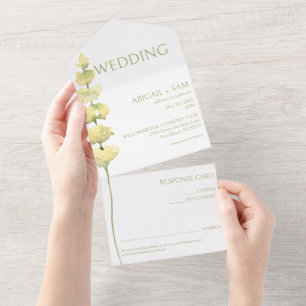 Yellow Spring Wildflower Wedding All In One Invitation