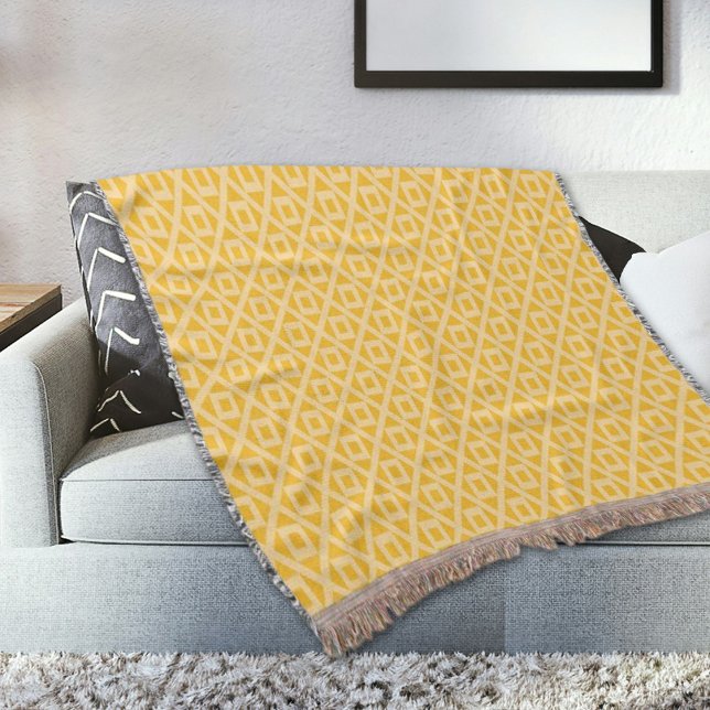 Yellow Square And Diamonds Pattern Throw Blanket (Creator Uploaded)
