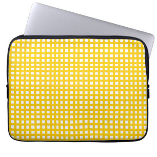 Yellow square mesh grid laptop sleeve