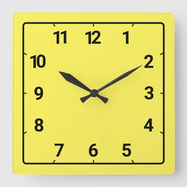Yellow Square Wall Clock (Front)