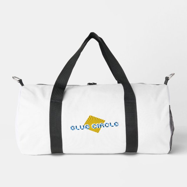 Yellow Square with Beams and Opposite Pixel Text Duffle Bag (Front)