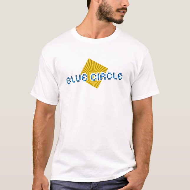 Yellow Square with Beams and Opposite Pixel Text T-Shirt (Front)