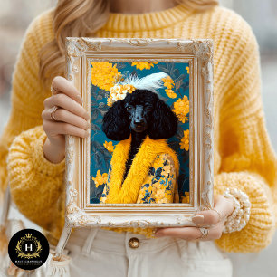 Yellow Standard Black Poodle Portrait Decoupage Tissue Paper