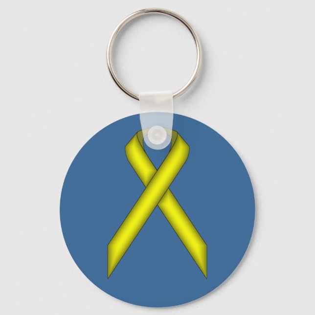Yellow Standard Ribbon by Kenneth Yoncich Key Ring (Front)