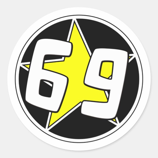 Yellow Star 69  Classic Round Sticker (Front)